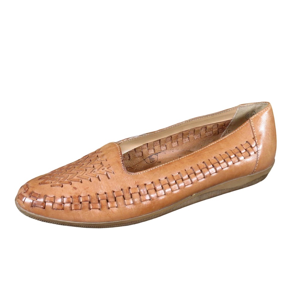 Dr. Scholl's Sheia2 Women Loafers Sz 6.5 Casual Comfort Tan Woven Leather Flats